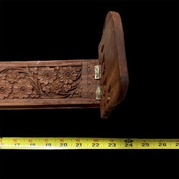 Vintage Book Slide Bookend Carved Wooden Elephant Bohemian Retro Boho India - Picture 9 of 11